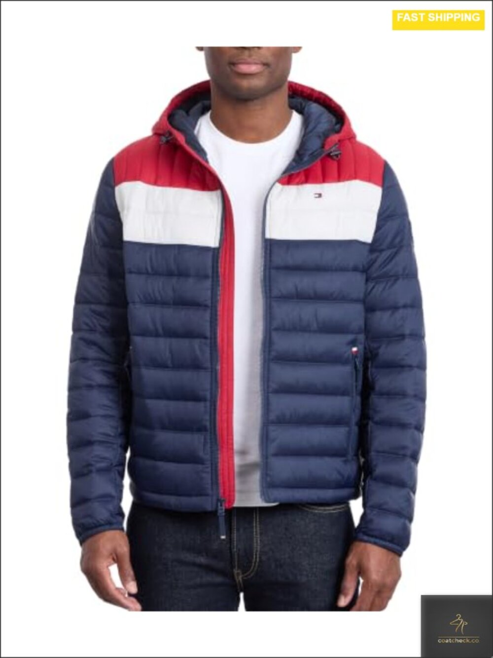 Men's Down Alternative Quilted Hooded Puffer Jacket Windproof Insulated Nylon